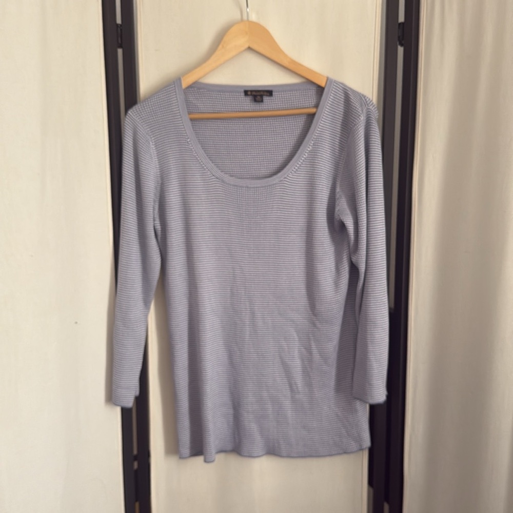 Brooks Brothers Lavender & White Ribbed Scoop Neck Top - Picture 2 of 9